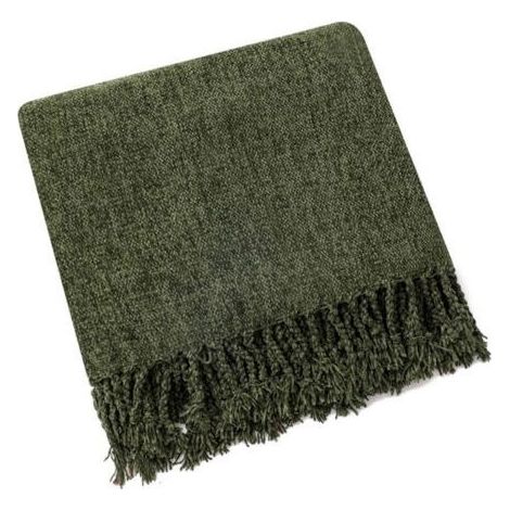 Couverture en chenille douce, style bohème, idéale pour un canapé, un fauteuil ou un lit, vert olive, 127 x 152 cm (1/4)