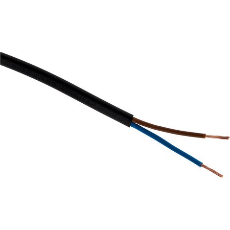 Zenitech – Câble d'alimentation électrique H03VVH2-F 2x0,75mm² noir – Longueur 250m pour appareils électroménagers et outils – Usage intérieur