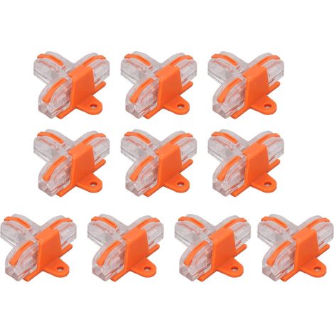 Lot de 10 connecteurs de fils en T, coque en cuivre PC, bornier à épissure rapide transparent (orange tr (1/5)