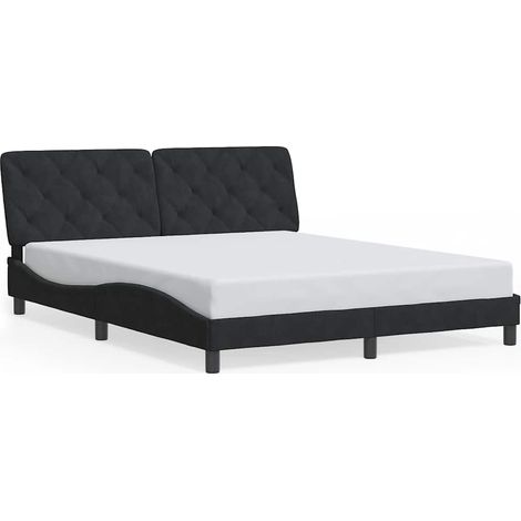 Lit double  Lit adulte  Cadre de lit sans matelas noir 160x200 cm velours (1/5)
