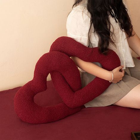 Coussin En Forme De Cœur - Housse De Coussin En Peluche Douce Avec Fermeture Éclair - Pour Décoration Intérieure, Chambre À Coucher, Canapé, Occasions Romantiques - 70 x 40 cm - Rouge (1/5)