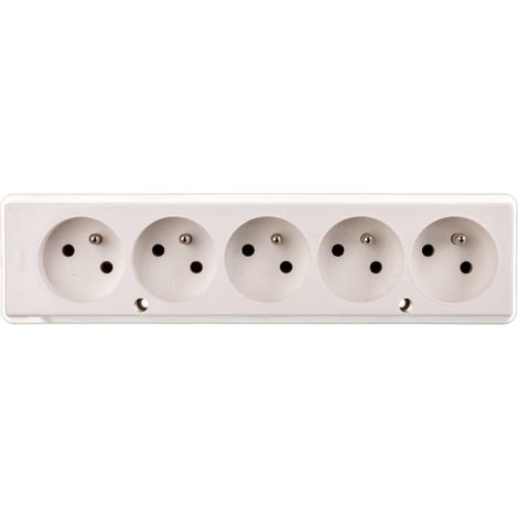 Enchufe port谩til de cinco v铆as 16A 2P+Z 250V blanco GN-570