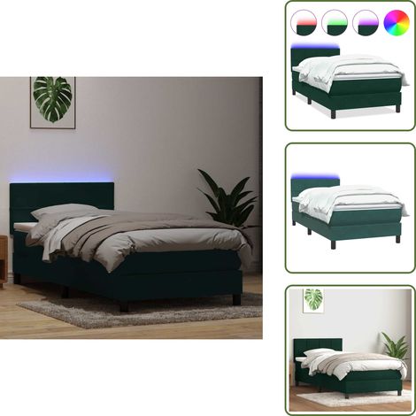 Boxspringbett mit Matratze Dunkelgrün 80x220 cm Samt - Boxspringbett - Boxspringbetten - Bett - Schlafzimmermöbel (1/5)