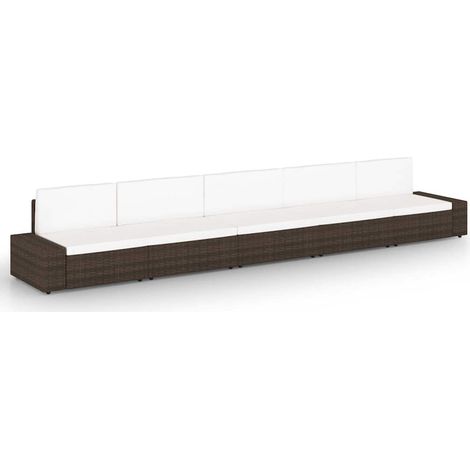 Salon de jardin 5 pcs Ensemble Table et Chaise de Jardin - avec coussins Marron Résine tressée BV431933 - BonneVie (1/5)