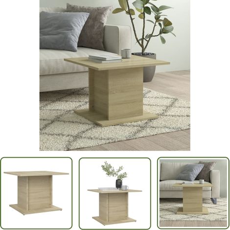 The Living Store Table basse chêne sonoma 55,5x55,5x40 cm bois d'ingénierie - Table Basse - Meuble Salon - Table D'appoint - Table Ronde - Bois D'ingénierie (1/5)