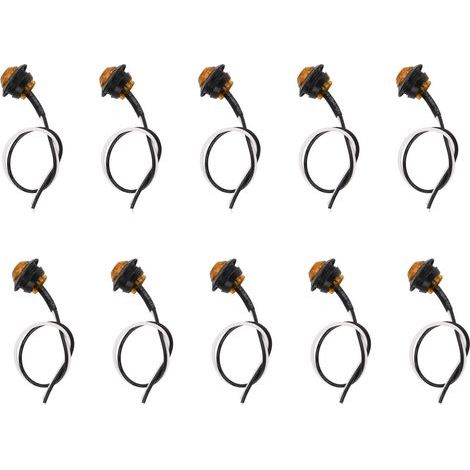 Lot de 10 feux de position latéraux à 3 LED, étanches IP68, ronds, universels pour camions, voitures et camping-cars, couleur jaune. (1/3)