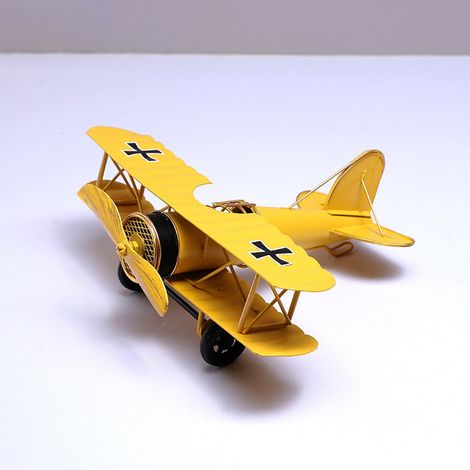 Avion En Métal - Modèle Décoratif Vintage - Ornement Pour Étagère Salon TV Livre - 21.3 x 18.5 x 9.0 cm - 1 Pièce (1/5)