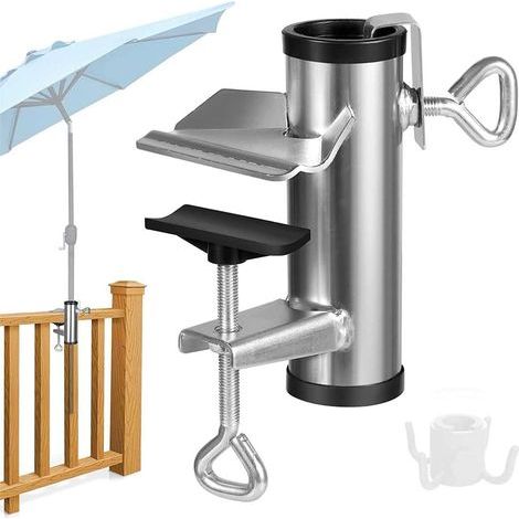 1 Support Parasol Balcon, Métal Durable, Pour Balustrade Et Table, Diamètre 3,8 Cm, Extérieur (1/5)
