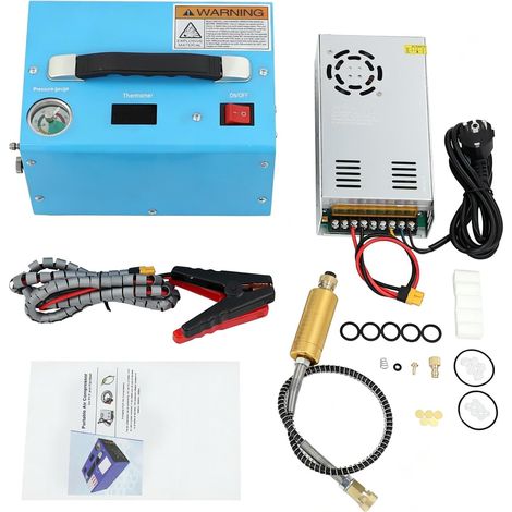 HAUTOUR PCP Compresseur d'air haute pression avec arrêt automatique 30 MPa/300 bar Pompe à air 12 V 250 W PCP portable 4500 PSI Fonctionne avec des réservoirs de 200 à 1000 cc (1/5)