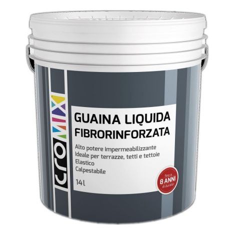 GUAINA LIQUIDA FIBRORINFORZATA IMPERMEALIZZANTE GRIGIA PER ESTERNO 14 LT CROMIX