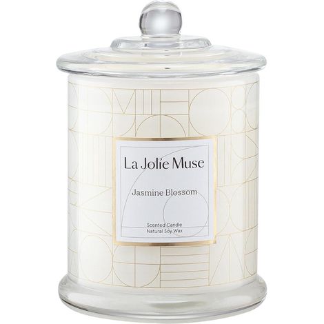 Duftkerze im Glas mit Jasmin Duft, 280g Sojawachs, 50-65h Brenndauer (1/5)