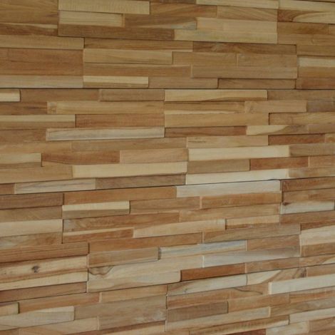 Plaquette de parement en bois Deco Panel Teck Naturel - 50x20 cm - Ti'ma Stone (1/5)