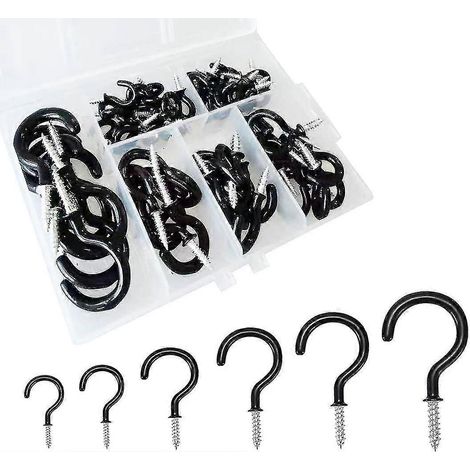 Lot de 70 crochets à visser, crochets pour tasses recouverts de vinyle, crochets de plafond pour suspendre des tasses (cadeau). (1/4)