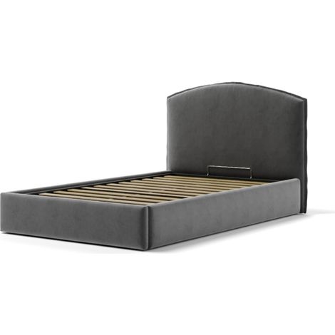 letto piazza e mezza contenitore "moon" in tessuto grigio 120x190 cm