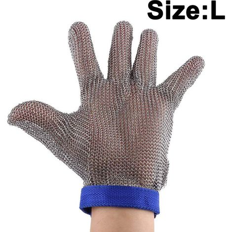 Gant Anti-Coupe - Maille Métallique Acier Inoxydable - Niveau 5 - Pour Découpe Viande et Préparation Alimentaire - Taille M ou L (1/5)