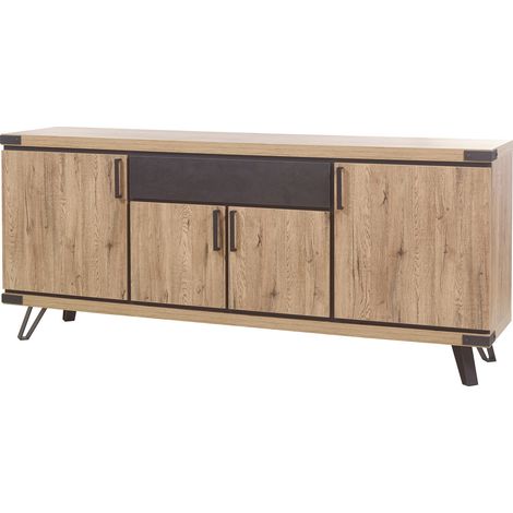 Buffet/bahut style industriel 220 cm chêne/gris Scarlet (1/5)