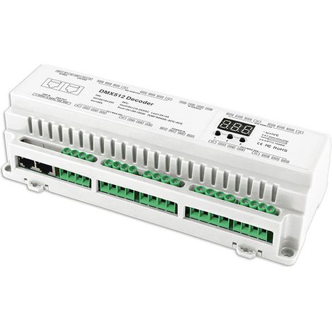 BC-624-DIN RGB DMX Decoder, 24-Channel DMX512 DIN Rail DMX Controller