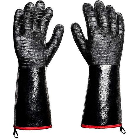 Gants de barbecue - Gants épais résistants à la chaleur jusqu'à 800 °C (1472 °F) avec crochet en S, maniques de cuisine imperméables de 35,5 cm (14 po) pour four et grillades (1/5)