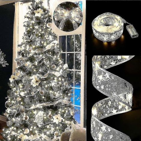 Guirlande lumineuse ruban, décoration de Noël, ornements pour sapin de Noël, guirlande lumineuse nœud, idéale pour les décorations de fêtes (1/5)