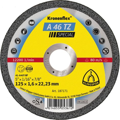 Disque à tronçonner en acier 115x1,6 KLINGSPOR A46TZ (1/2)