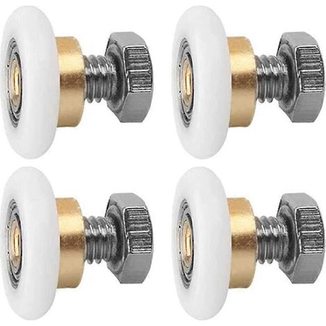 Roulettes pour porte coulissante, lot de 4 roulettes de douche, rails de douche, roulettes pivotantes pour porte de douche coulissante (20 mm) (1/5)