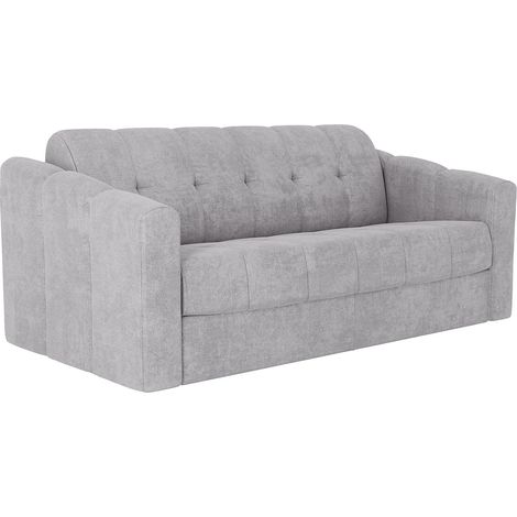 Divano letto 3 posti a ribalta Posto letto 140 cm Materasso 14 cm in Tessuto testurizzato Grigio chiaro DARIELO