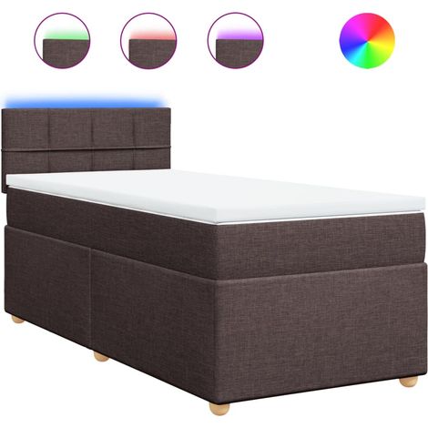 Lit simple Lit adulte Sommier à lattes de lit avec matelas Marron foncé 90x190 cm
