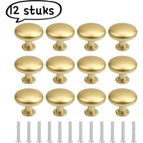 Ensemble de 12 poignées poignée ronde à un trou en alliage d aluminium poignée noire pour tiroirs d armoire ou portes de penderie accessoire matériel inclus 4 vis de 20 mm métal sablé (1/5)