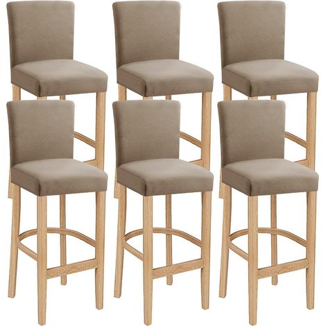 Barhocker-Bezüge 6er-Set, Stretch, waschbar, Khaki (1/5)