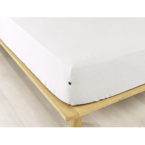 Drap housse flanelle chaude 180 x 200 cm Bonnet 30 cm Candice Blanc (1/2)