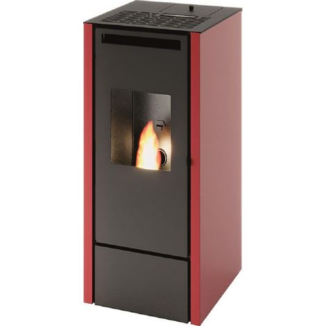Punto Fuoco, Stufa a Pellet Vivian, 11kW, Rosso, Con Telecomando, 5 Stelle