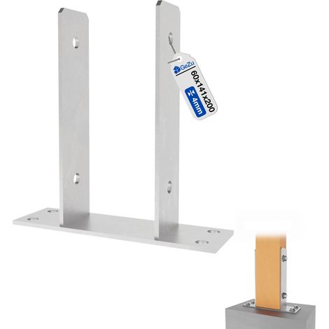 Support de poteau en U galvanisé à chaud 141 x 141 x 200 mm – Platine bois pour clôture et poteaux – GeZu Impex (1/5)
