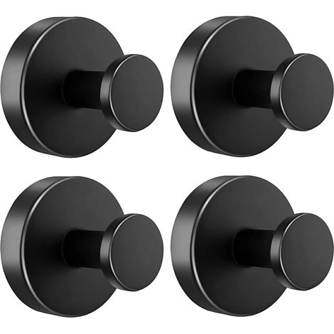 Lot de 4 crochets à ventouse noirs avec porte-serviettes extra solides, réutilisables et amovibles, pour salle bain, cuisine Noirs -'4 Noirs (1/5)