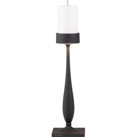 Perpetua Lampada da tavolo barocca senza fili in alluminio pressofuso, finitura nera, modulo LED con batteria sostituibile e dimmer touch integrato