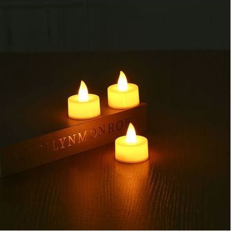Lot de 12 bougies chauffe-plat LED sans flamme 100 heures avec ampoule vacillante réaliste à piles pour fêtes et fêtes - Jaune chaud H146 (1/4)