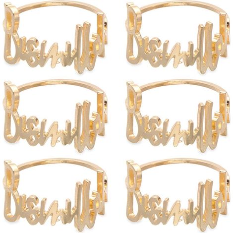 Lot de 6 Ronds de Serviette en métal doré Bismillah avec Lettres de l'alphabet et Boucles de Serviette pour Mariage, fête, Noël, Thanksgiving (d'or) (1/5)