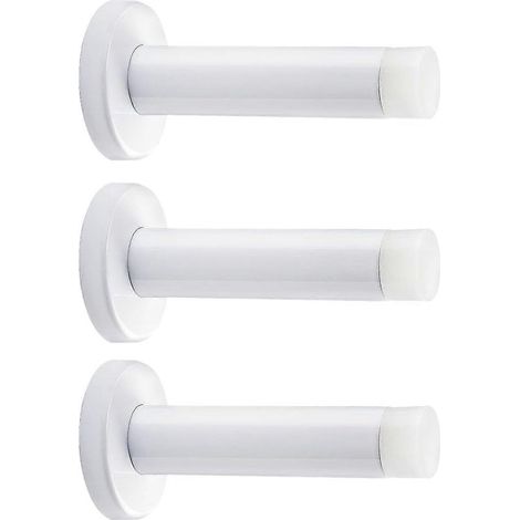 Türstopper aus Edelstahl mit Gummispitze, Wandtürschutz, weiß, Set mit 3 Türstoppern à 8,9 cm (3,5 Zoll).
