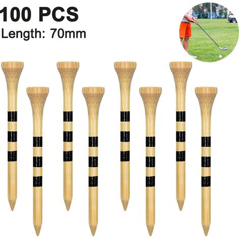 100 tees de golf, réduisent la friction et l'effet latéral, stables et durables, naturels et biodégradables, de qualité professionnelle. (1/5)