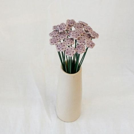 Fleur de Myosotis en Céramique Décoration Jardin et Maison Fait Main Tige 20 cm Ø 1,5 cm - PANGIVO