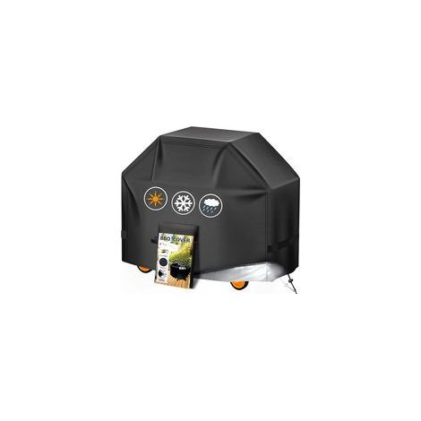 Telo di copertura per barbecue da esterno, impermeabile, in tessuto Oxford 420D, adatto a molti tipi di barbecue, protezione UV, impermeabile, resistente agli strappi (145 x 61 x 117 cm) (Nero) - Crez