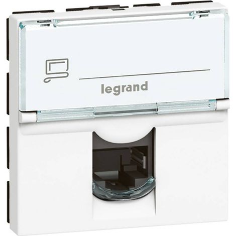 Legrand – Prise RJ45 composable 76564 – 2 modules – Blindage métal – Connecteur à connexion rapide sans outil – Normes ISO/IEC 11801 (1/5)