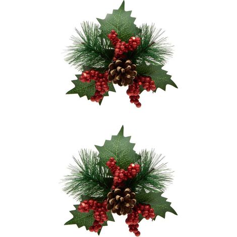 Set di 2 decorazioni da appendere all'albero di natale con fiocco e bacche, 11 x 12 cm - Feeric lights & christmas (1/4)