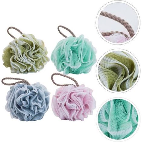 4pcs Loofah Practical Bath Sponges Douche Sponge Balles Bathing Boules d'éponge (1/4)