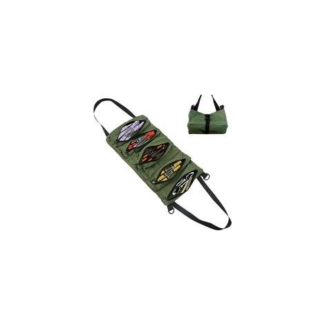 Sac à outils enroulable en toile, mallette vide avec 5 poches zippées, portable pour plombiers et bricoleurs