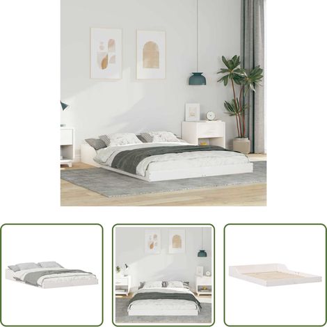 vidaXL Lit plat - Cadre de lit Blanc 140 x 190 cm Pin massif (1/5)