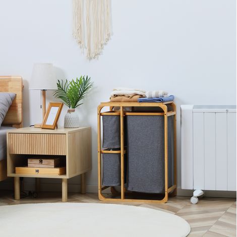 Wäschekorb aus Polyester in Natur, 50 cm, mit Ablage und 3 abnehmbaren Wäschesäcken (1/5)