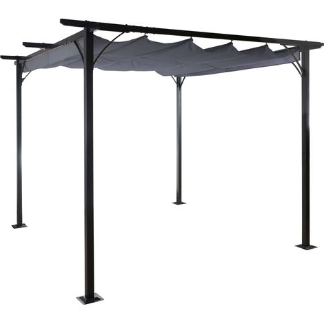 Pergola gazebo de jardin cadre stable 6cm + toit ouvrant 3,5x3,5m gris 040004113 (1/5)