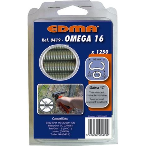 Clips Omega 16 - Galvanizado Plastificado Gris - 1250 Piezas