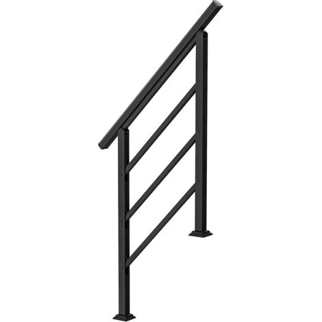 Barandilla para escaleras de 1-3 peldaños, 94 cm, metal negro ajustable (1/5)