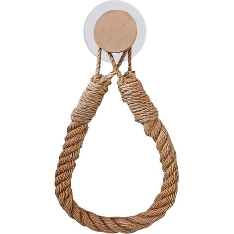 Stück Toilettenpapierhalter mit dickem Seil und Saugnapf im Vintage-Stil, auch als Handtuchhalter oder Badezimmeraccessoire geeignet.